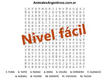sopa de letras de animales fácil para imprimir