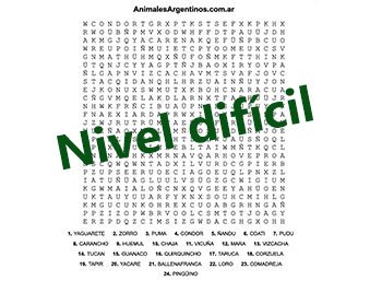 sopa de letras de animales difícil para imprimir